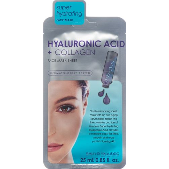 skin republic Masque Visage Acide Hyaluronique + Collagène 25 ml