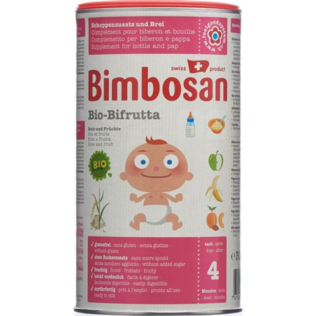 Bimbosan Bio bifrutta rýže + ovocná plechovka 300 g