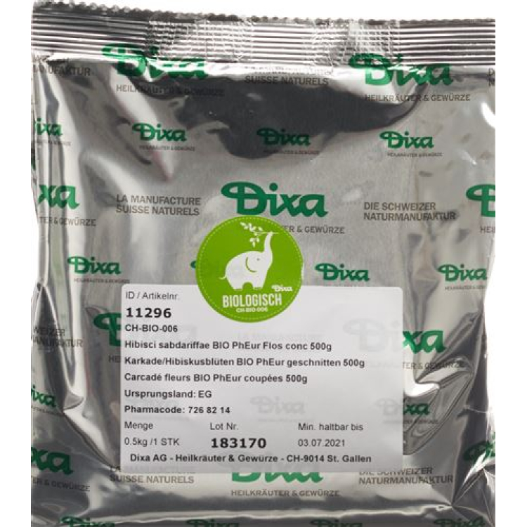 פרחי היביסקוס Dixa Karkade חתוכים PhEur BIO 500 גרם