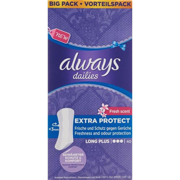 always panty liner Extra Long Protect Plus Fresh Value pack 40 pcs