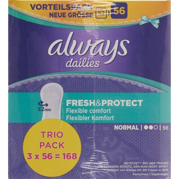 always panty liner Fresh & Protect Normal Trio advantage Pack 3 x 56 pcs