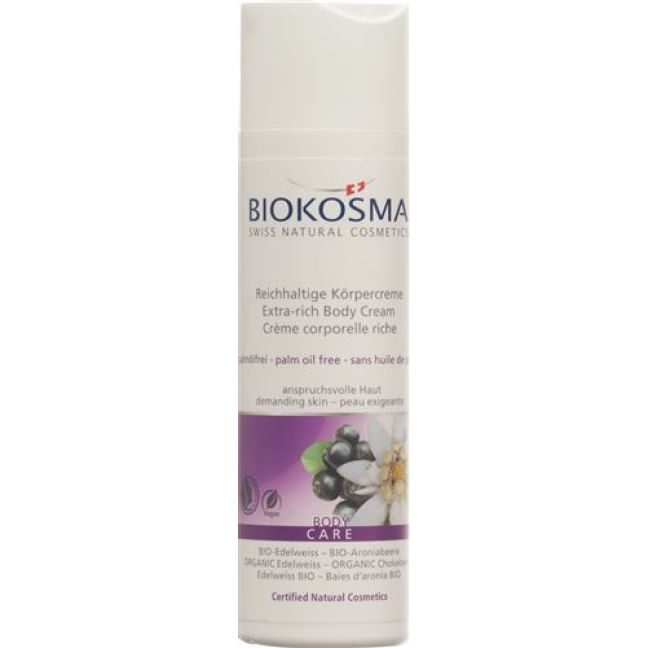 Biokosma Crema corpo ricca BIO-Edelweiss & BIO-Aroniabeere palm oil free Tb 200 ml