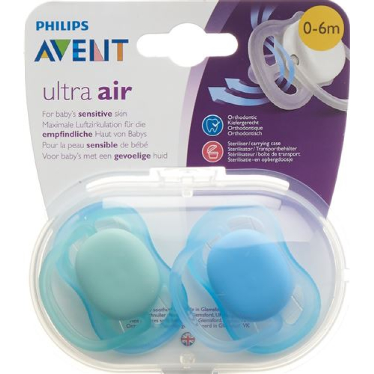 Avent Philips ultra pacifier air 0-6 months monochrome boys 2 pcs