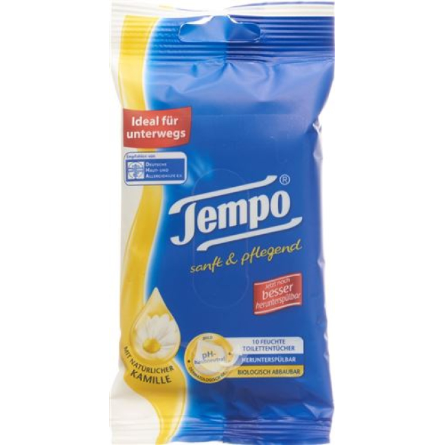 Tempo тоалетна хартия dump soft & Nurturing Travel Pack 10 бр