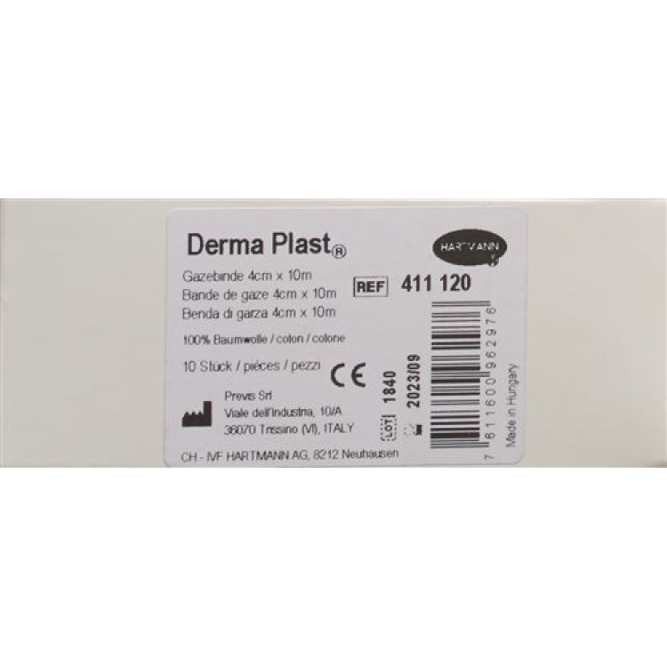 DermaPlast gauze bandage ფიქსირებული კიდეები 4cmx10m 10 ც.