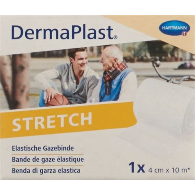 Dermaplast STRETCH elastisk gazebandage 4cmx10m hvid