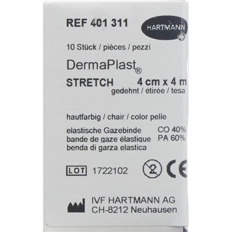 Dermaplast STRETCH elastne marli side 4cmx4m nahavärvi 10 tk