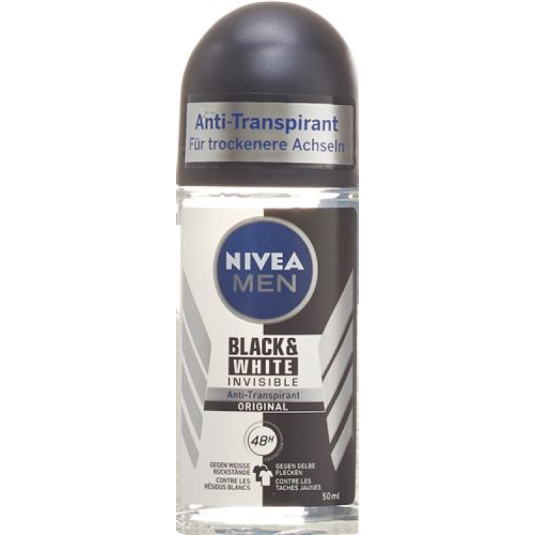 Nivea Male Invisible Black & White Fresh Roll-On Antiperspirant (new) 50 ml