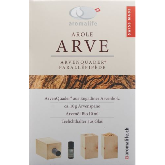Aromalife ARVE ArvenQuader met etherische olie Arve 10 ml