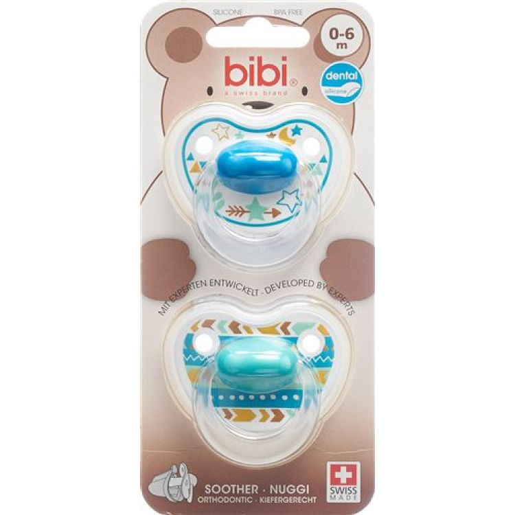 Bibi Nuggi Happiness dental silicone 0-6 M with ring Trends DUO Main assorted SV-C