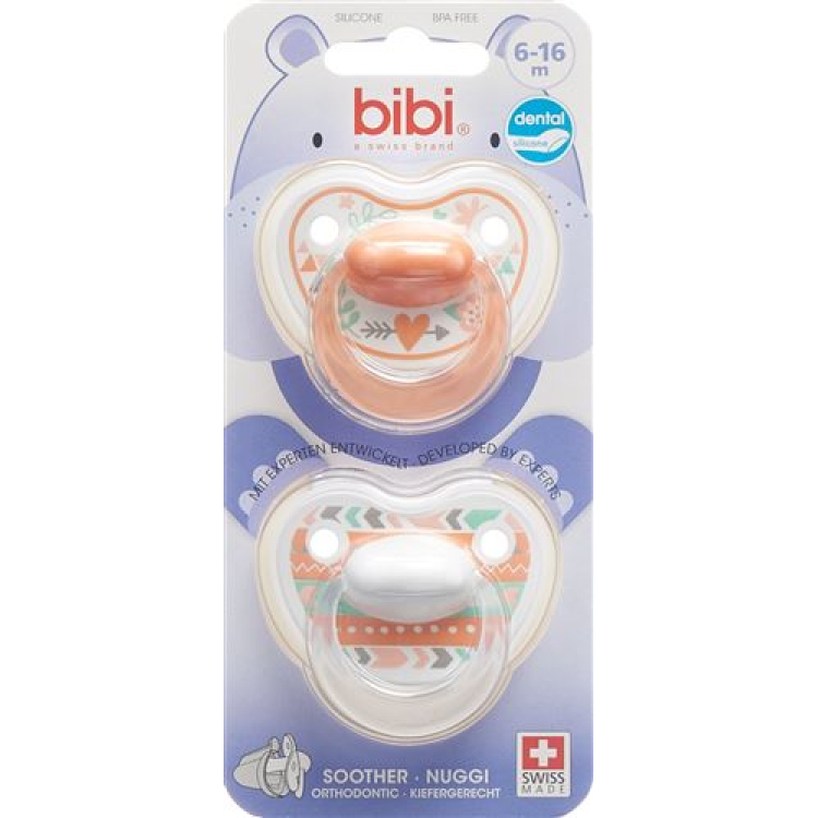 Bibi Nuggi Happiness dental silicone 6-16 M with ring Trends DUO Main assorted SV-C