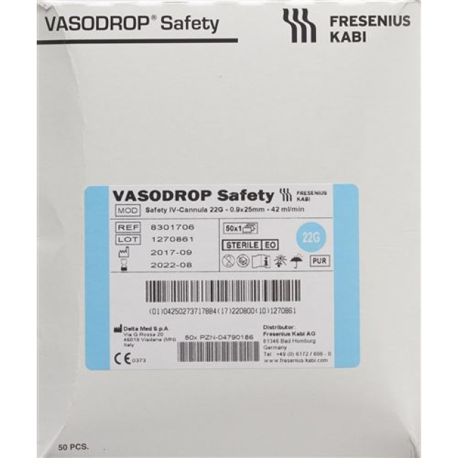 Vasodrop Safety 22G 25mm/S 50 pcs