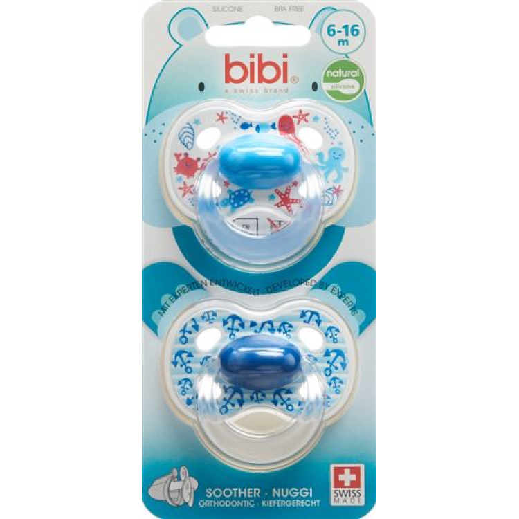 bibi Nuggi Happiness Natural Silikon 6-16 M mit Ring Trends DUO 