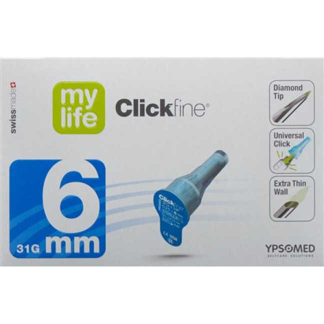 agulhas de caneta mylife Clickfine 6mm 31G 100 unid.