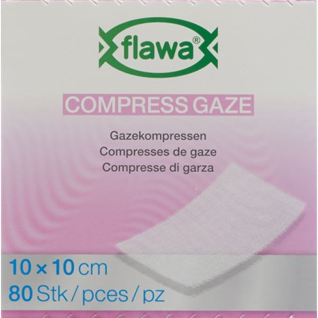 Flawa Gauze Pads Cut 10x10cm Germ-Reducing Treatment 80 Pieces