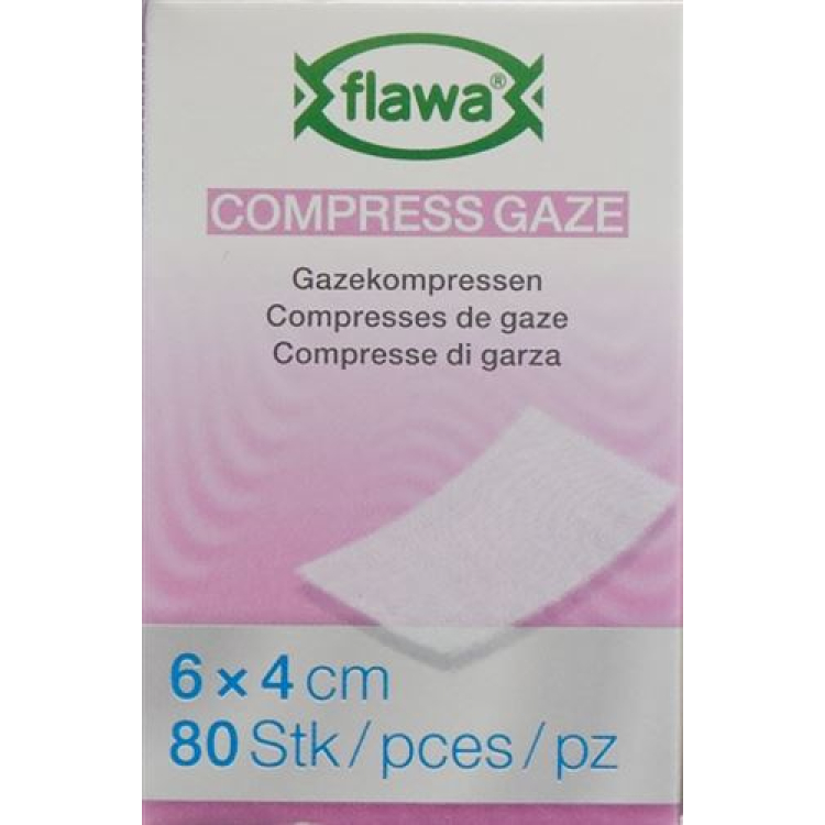 Flawa gaasjes gesneden 4x6cm kiemreducerende behandeling 80 stuks