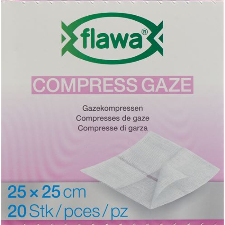 Flawa gauze pads cut 25x25cm germ-reducing treatment 20 pieces