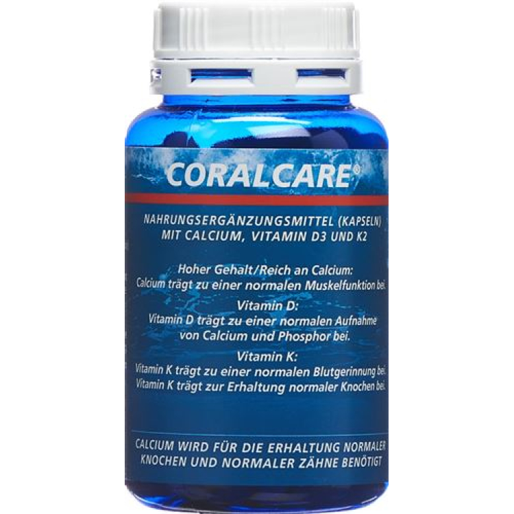 Care Coral Calcium 750 מ"ג ויטמין D3 Kaps + K2 can 120 יח'