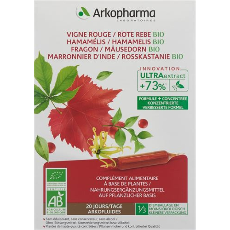 Arkofluide Red vine Hamamelis Mäusedorn Buckeye Trinkamp Bio 20 កុំព្យូទ័រ