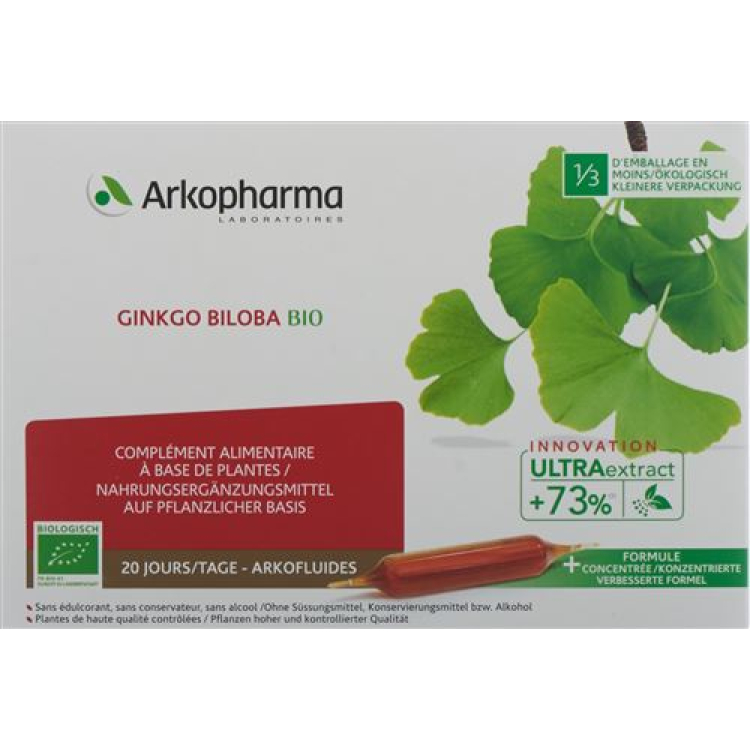 Arkofluide Ginkgo Biloba Bio 10 ml x 20 drinking ampoules