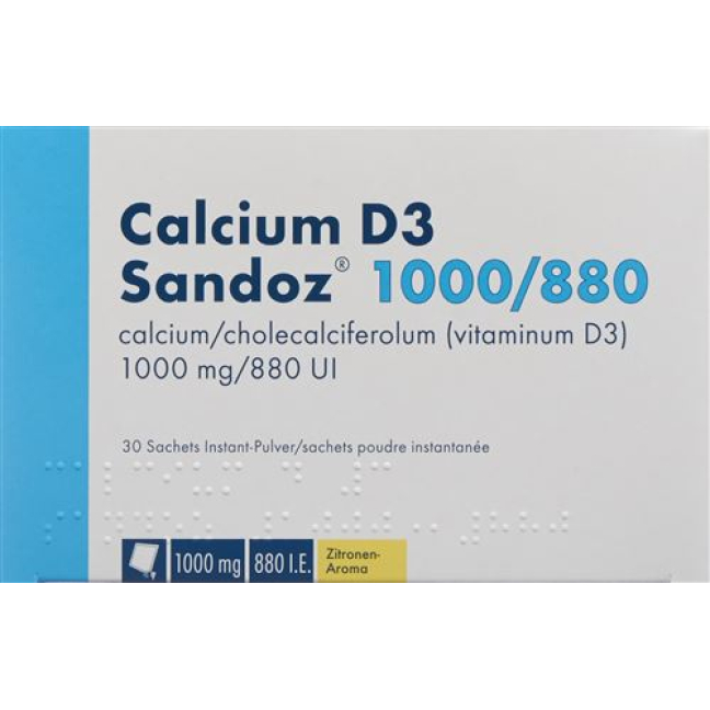Calcium Sandoz D3 PLV 1000/880 Btl 30 pièces