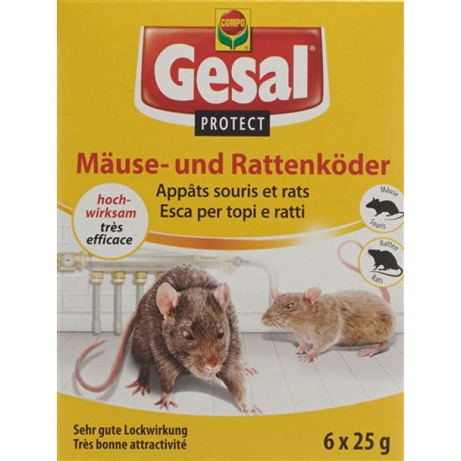 Gesal PROTECT vaba za miši in podgane 6 x 25 g