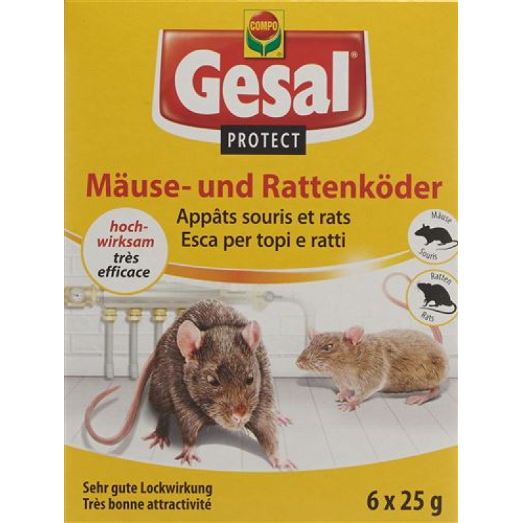 Gesal PROTECT lokaas voor muizen en ratten 6 x 25 g