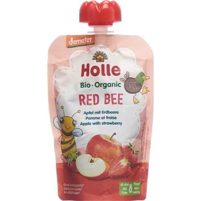 Holle Red Bee - Pouchy jablko jahoda 100g