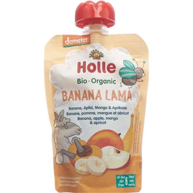 Holle Banan Lama - Pouchy banana apple Mango & Apricot 100g