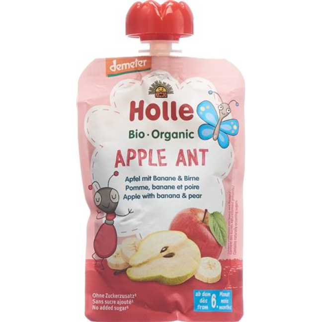 Holle Apple Ant - Saszetka Jabłko & Banan z Gruszką 100g