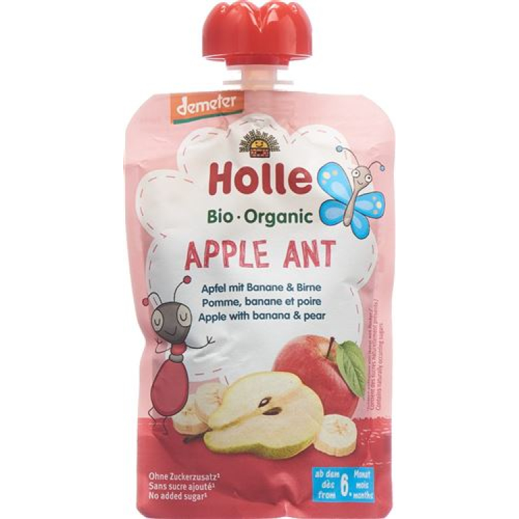 Holle Apple Ant - Խնձոր և բանան քսակ տանձով 100գ