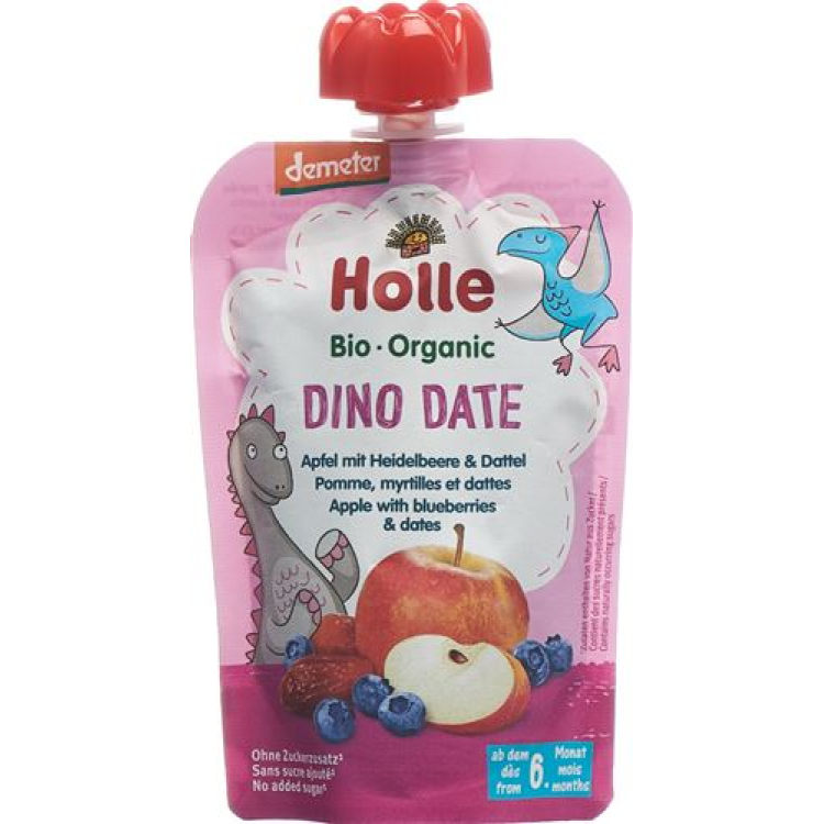 Hollenbach Dino Date Pouchy obuolių mėlynė su datule 100 g