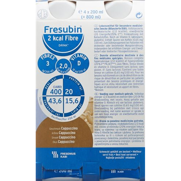 Fresubin 2 kcal Fiber UỐNG cappuccino 4 FlatCap 200 ml