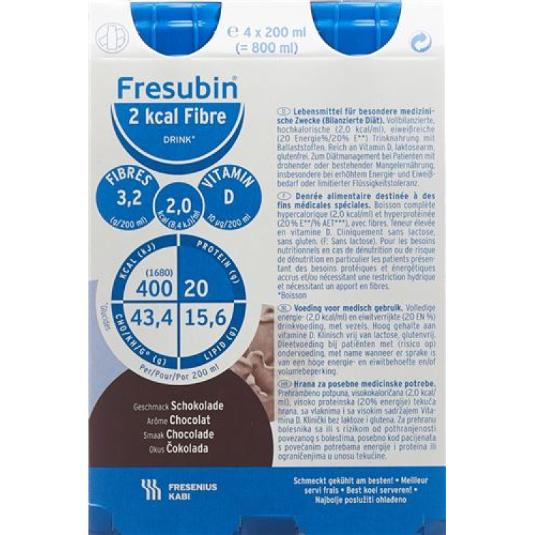 2 kcal Fresubin Fiber DRINK chocolate 4 FlatCap 200 ml