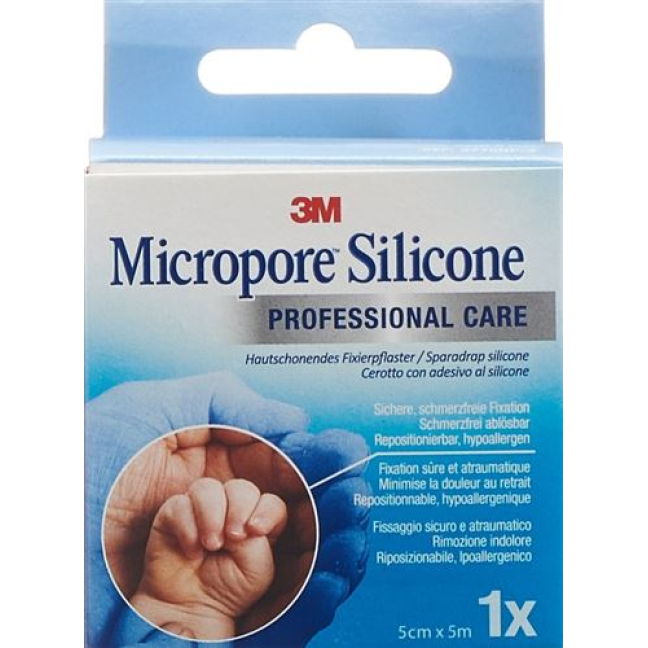 Esparadrapo adhesivo de silicona 3M Micropore 5cmx5m