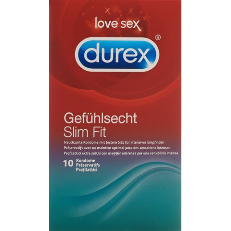 Durex Real Feeling Slim Fit պահպանակներ 10 հատ