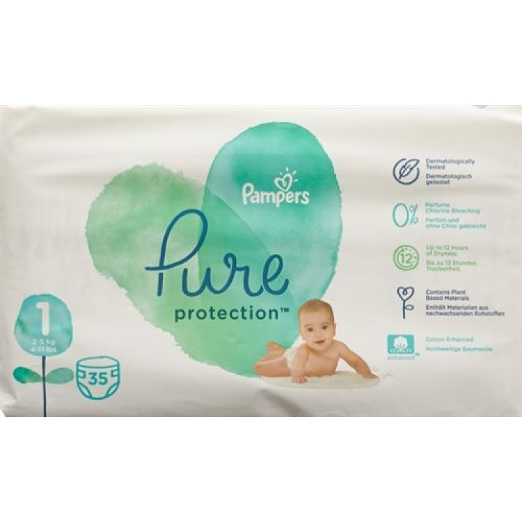 Pampers Pure Protection Gr1 2-5kg Newborn carrying Pack 35 pcs