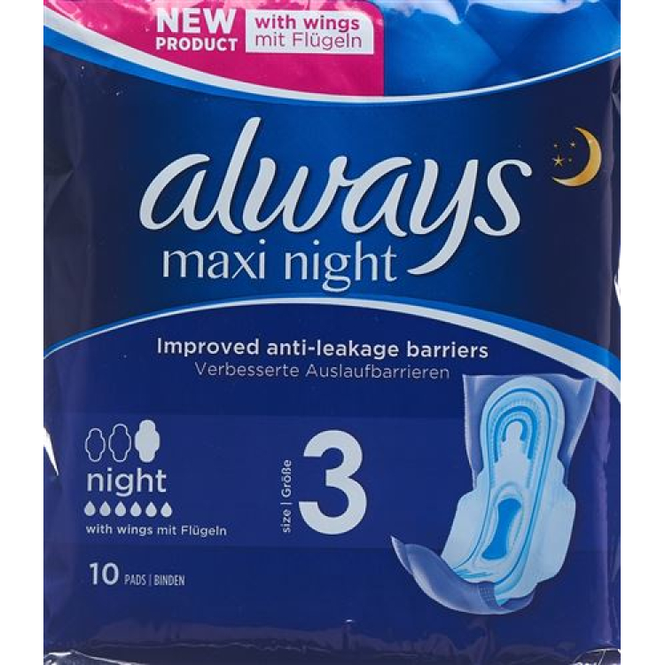 sentiasa Maxi mengikat Malam dengan sayap 10 pcs