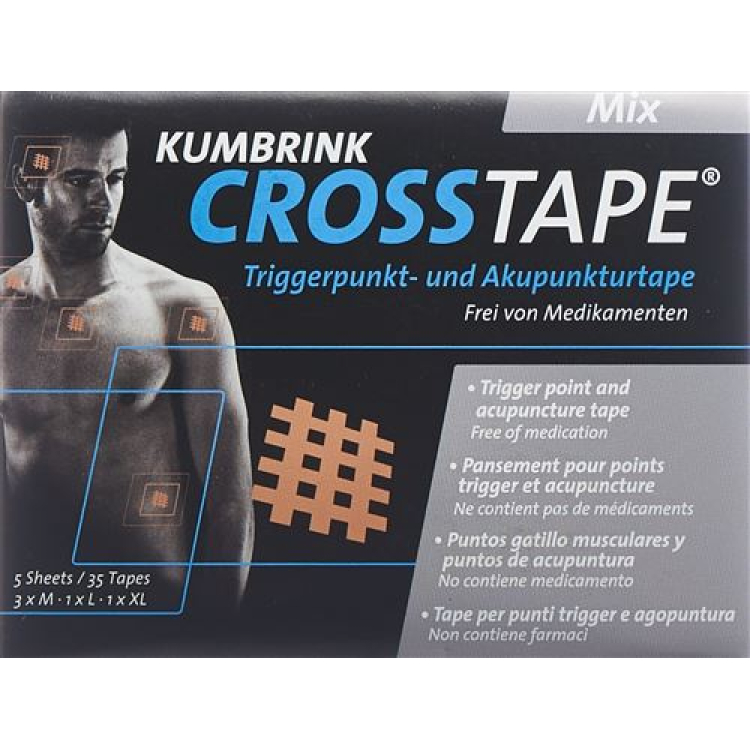 Cross Tape Mix smärta och akupunktur Tape 20x S / M 27x / 6x L / XL 2x 55 st