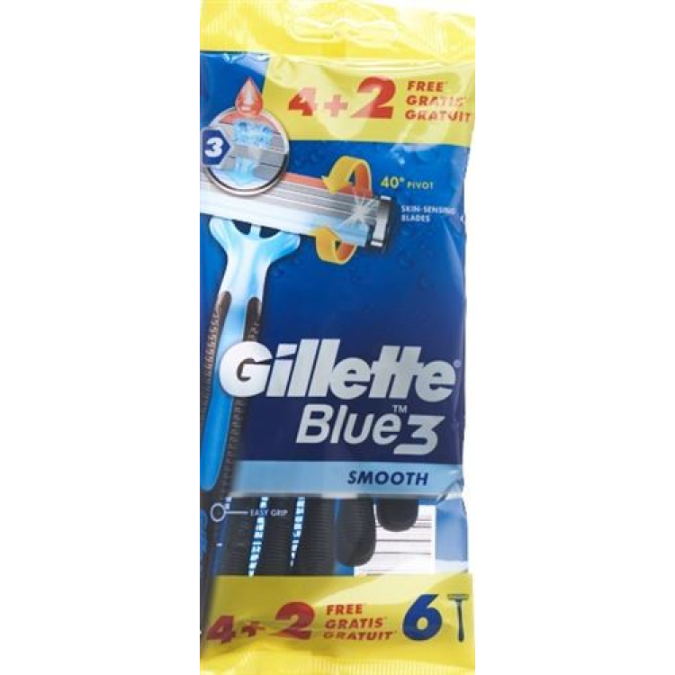 Gillette Blå 3 Glatte engangsskrabere 6 stk