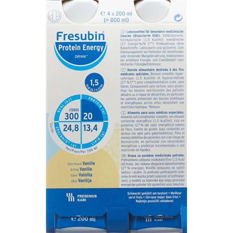 نوشیدنی انرژی زا پروتئینی Fresubin Vanilla 4 FlatCap 200 ml