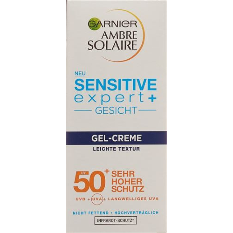 Ambre Solaire Sensitive Expert სახის გელი კრემი SPF 50 ტბ 50 მლ