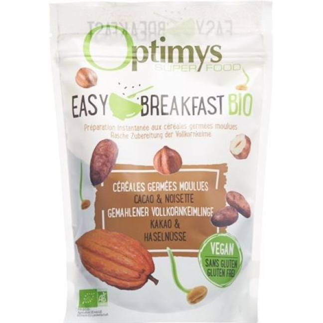 Optimys Easy Breakfast ca cao và hạt phỉ Organic Brigade 350 g