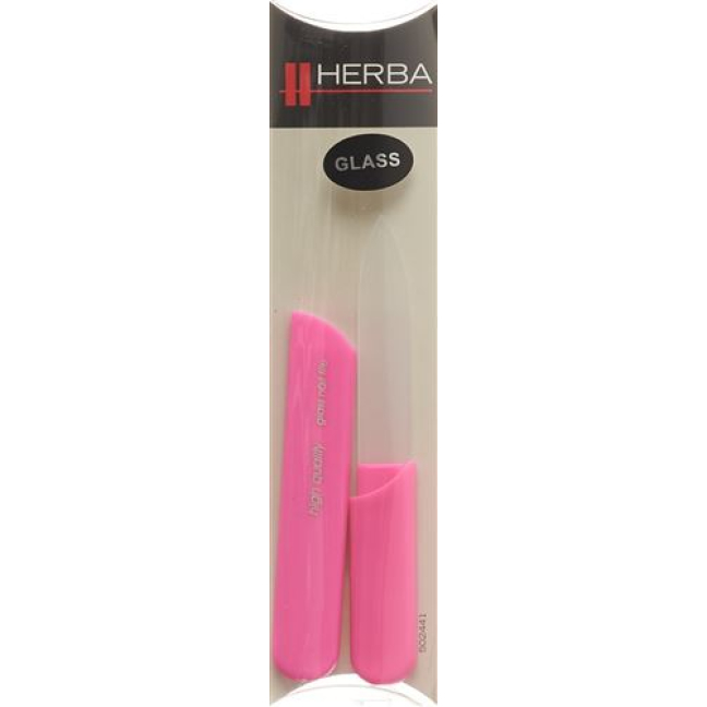 Giũa thủy tinh Herba có nắp 13cm hồng