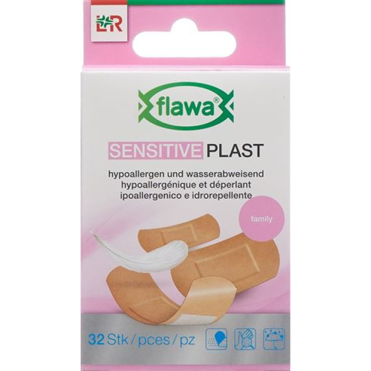 Flawa Sensitive Plast Pflasterrstrips 3 storlekar 32 st