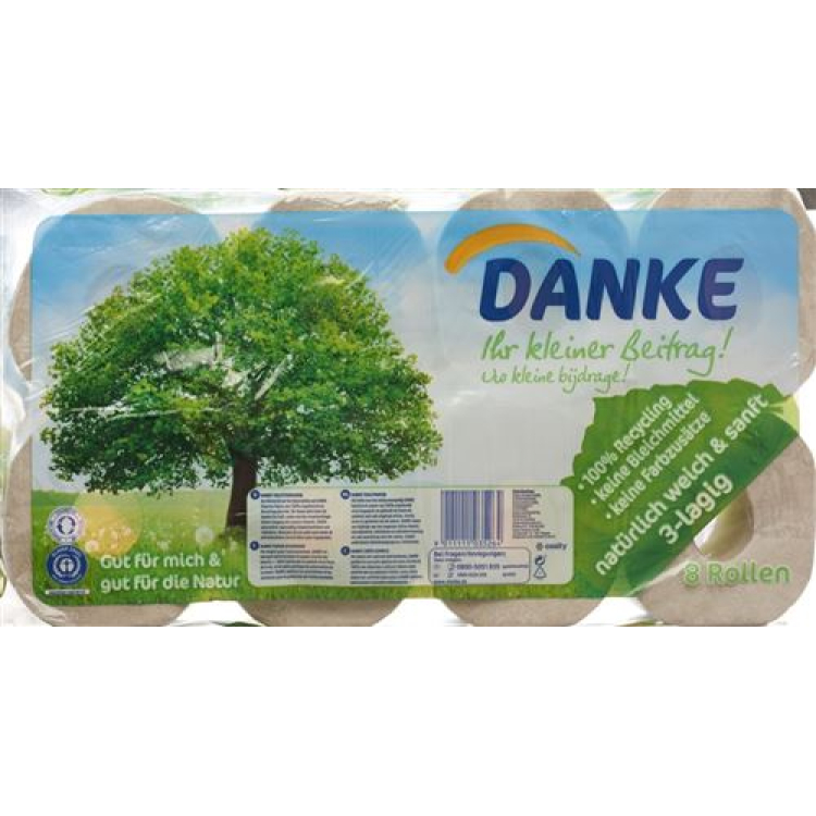 Papier toaletowy dziękuję recykling 3-warstwowy 150 ark. 8 szt