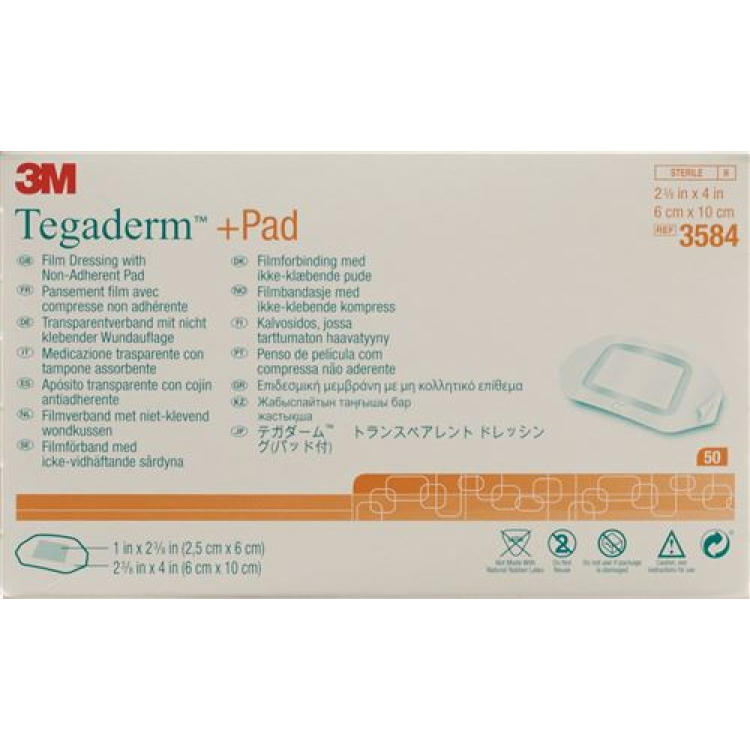 3M Tegaderm + Pad 6x10cm Opatrunek na ranę 2,5x6cm 50 sztuk