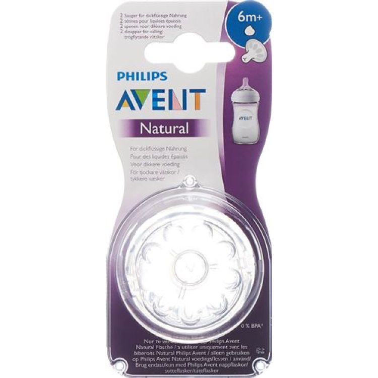 Avent Philips مصاصة طبيعية لمدة 6 أشهر + قطعتان