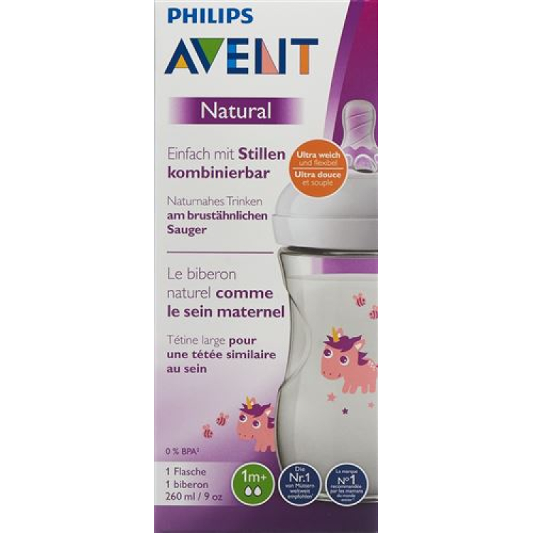 Avent Philips բնական շիշ 260 մլ միաեղջյուր