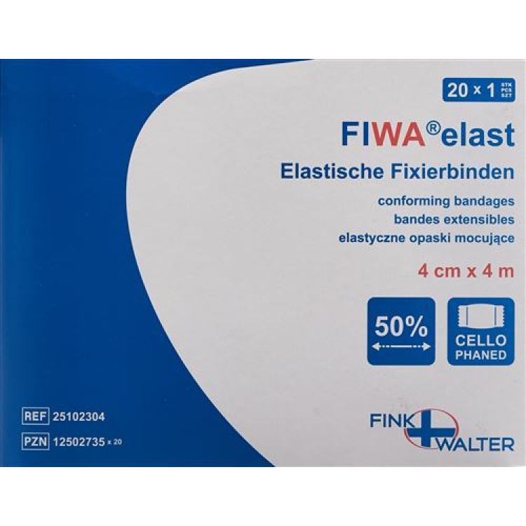 FIWA elastic fixation 4cmx4m white individually packaged in CELLUX 20 pcs